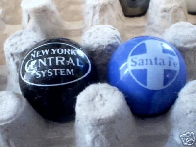 SANTA FE NEW YORK CENTRAL GLASS LOGO MARBLES