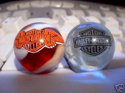 HARLEY DAVIDSON GLASS LOGO MARBLES