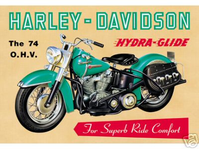 HARLEY DAVIDSON OHV 74 TIN SIGN H
