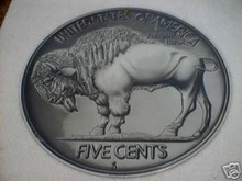 BUFFALO NICKEL PORCELAIN COAT SIGN