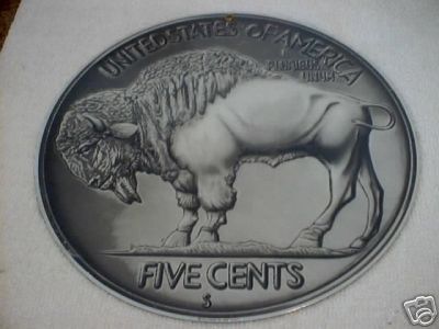 BUFFALO NICKEL PORCELAIN COAT SIGN