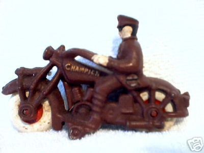 CAST IRON BROWN POLICE MOTORCYCLE