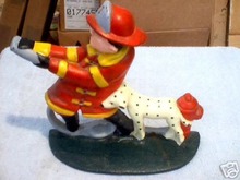 FIREMAN DALMATION DOORSTOP CAST IRON