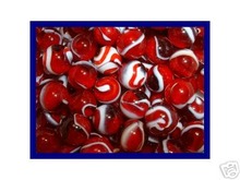 ROOSTER MARBLES 5/8 INCH 60 RED & WHITE