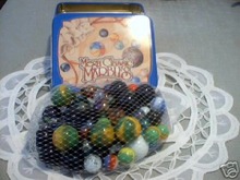 MARBLE TIN WITH MARBLES