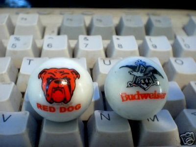 BUDWEISER RED DOG GLASS LOGO MARBLES B