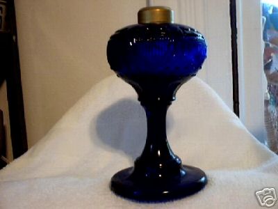 OIL KEROSENE LAMP COBALT SHIELD & STAR