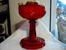 LINCOLN DRAPE OIL LAMP RED GLASS
