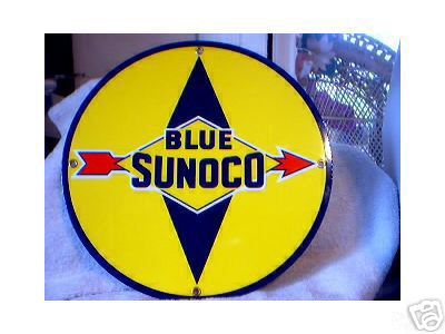 BLUE SUNOCO PORCELAIN COATED SIGN