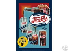PEPSI COLA FOUNTAIN SERVED TIN SIGN