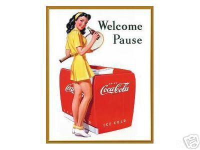 COCA-COLA SIGN WELCOME PAUSE TIN METAL SIGN