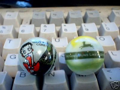 COCA-COLA JOHN DEERE GLASS LOGO MARBLES
