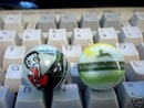 COCA-COLA JOHN DEERE GLASS LOGO MARBLES