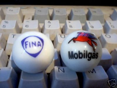 NEW FINA & MOBILGAS LOGO MARBLES ADVERTISING MARBLE NR