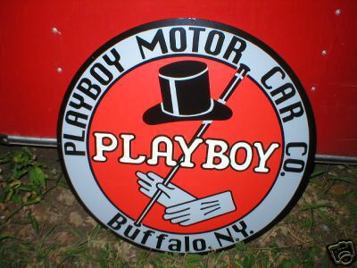 PLAYBOY MOTOR CAR CO HEAVY METAL SIGN