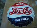 PEPSI CRIMPED BOTTLE CAP METAL SIGN