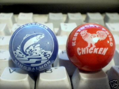 ALASKAN SALMON KENTUCKY CHICKEN GLASS LOGO MARBLES