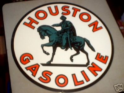 HOUSTON GASOLINE HEAVY METAL SIGN