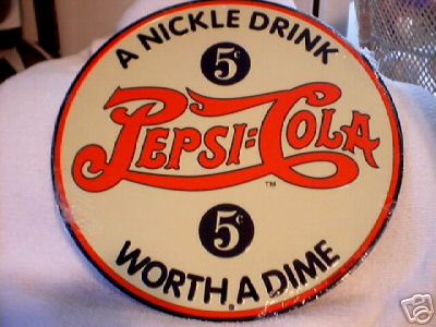 PEPSI - COLA NICKEL DRINK TIN SIGN RETRO SIGNS