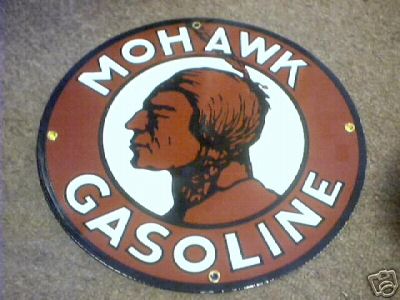 MOHAWK GASOLINE PORCELAIN COATED SIGN