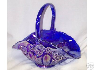 LARGE COBALT CARNIVAL BASKET