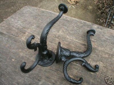 VICTORIAN HOOKS CAST IRON TWO LARGE