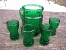 GREEN MINIATURE WATER SET GLASS COLLECTIBLE NR