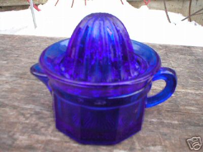 SMALL COBALT 2 PIECE JUICER/REAMER GLASS COLLECTIBLE