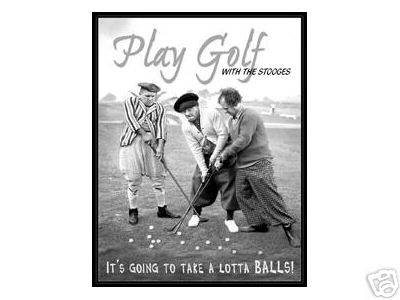 PLAY GOLF 3 STOOGES TIN SIGN