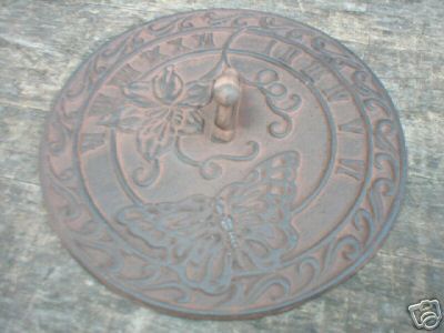 CAST IRON BUTTERFLY SUNDIAL GARDEN OR DECK ACCENT NR