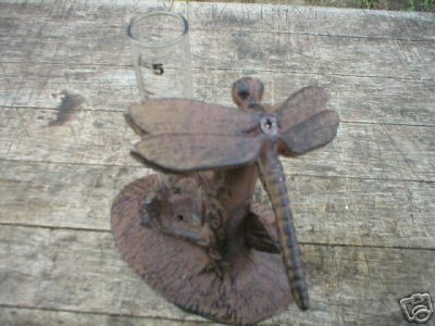 DRAGONFLY RAIN GAUGE CAST IRON GARDEN PATIO DECOR