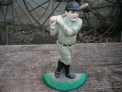 BABE RUTH DOORSTOP CAST IRON BASEBALL DECOR