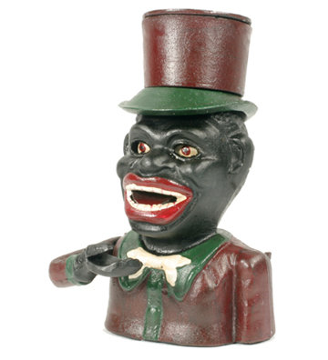CAST IRON BLACK MAN TOP HAT MECHANICAL BANK