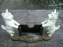 TWO SCOTTY BUSINESS CARD HOLDER CAST IRON