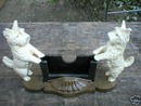 TWO SCOTTY BUSINESS CARD HOLDER CAST IRON