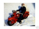 HIPPIE ON A RED MOTORCYCLE CAST IRON COLLECTIBLE