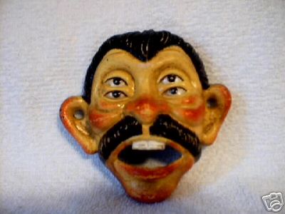 MAN WITH MOUSTACHE BOTTLE OPENER CAST IRON COLLECTIBLE