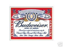 BUDWEISER LABEL TIN SIGN METAL ADV SIGNS