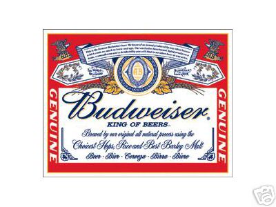 BUDWEISER LABEL TIN SIGN METAL ADV SIGNS