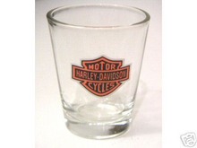 NEW HARLEY DAVIDSON LOGO MOTORCYCLE CLEAR SHOT GLASS NR