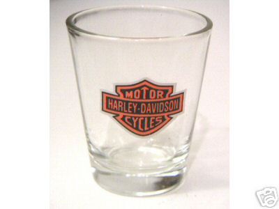 NEW HARLEY DAVIDSON LOGO MOTORCYCLE CLEAR SHOT GLASS NR