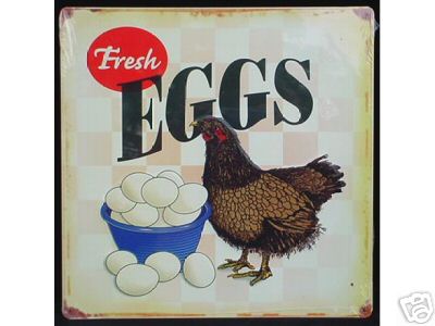 RETRO Metal DAIRY Ad Sign FRESH EGGS Tin CHICKEN Signs