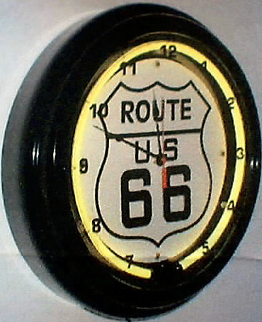 ROUTE 66 NEON CLOCK SIGN HOME GARAGE DECOR R