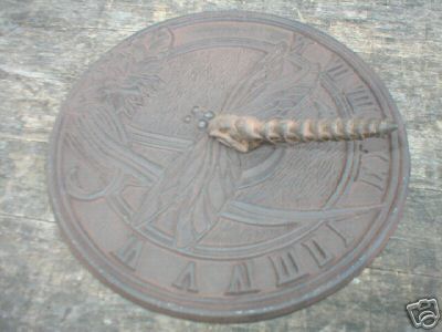 CAST IRON DRAGONFLY SUNDIAL GARDEN OR DECK ACCENT NR