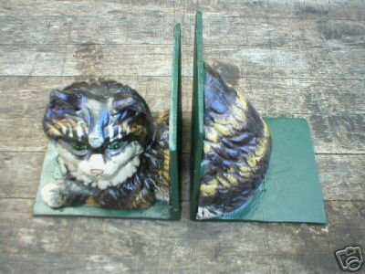 CAST IRON CAT BOOK BOOKENDS