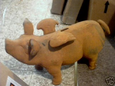 BIG RUSTIC CAST IRON FLYING PIG WINGS