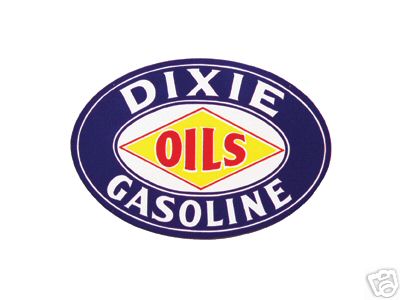 DIXIE OILS GASOLINE OVAL SIGN METAL ADV SIGNS D