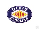 DIXIE OILS GASOLINE OVAL SIGN METAL ADV SIGNS D