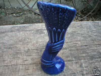 COBALT PORCELAIN McCOY HAND VASE DECORATIVE COLLECTIBLE