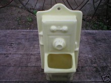 YELLOW McCOY TELEPHONE WALL POCKET GLASS COLLECTIBLE